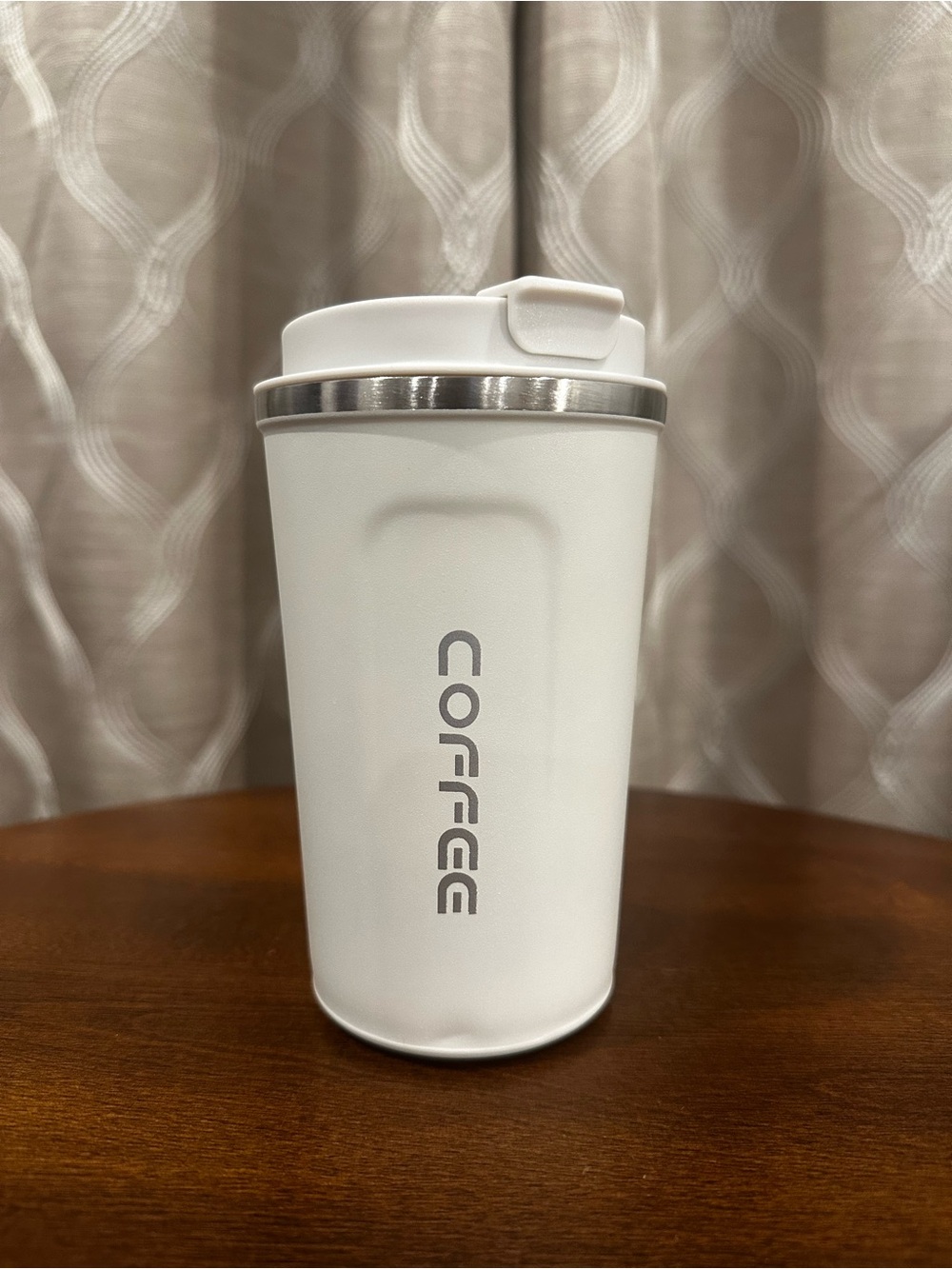 White Travel Coffee Mug Thermos - Printed